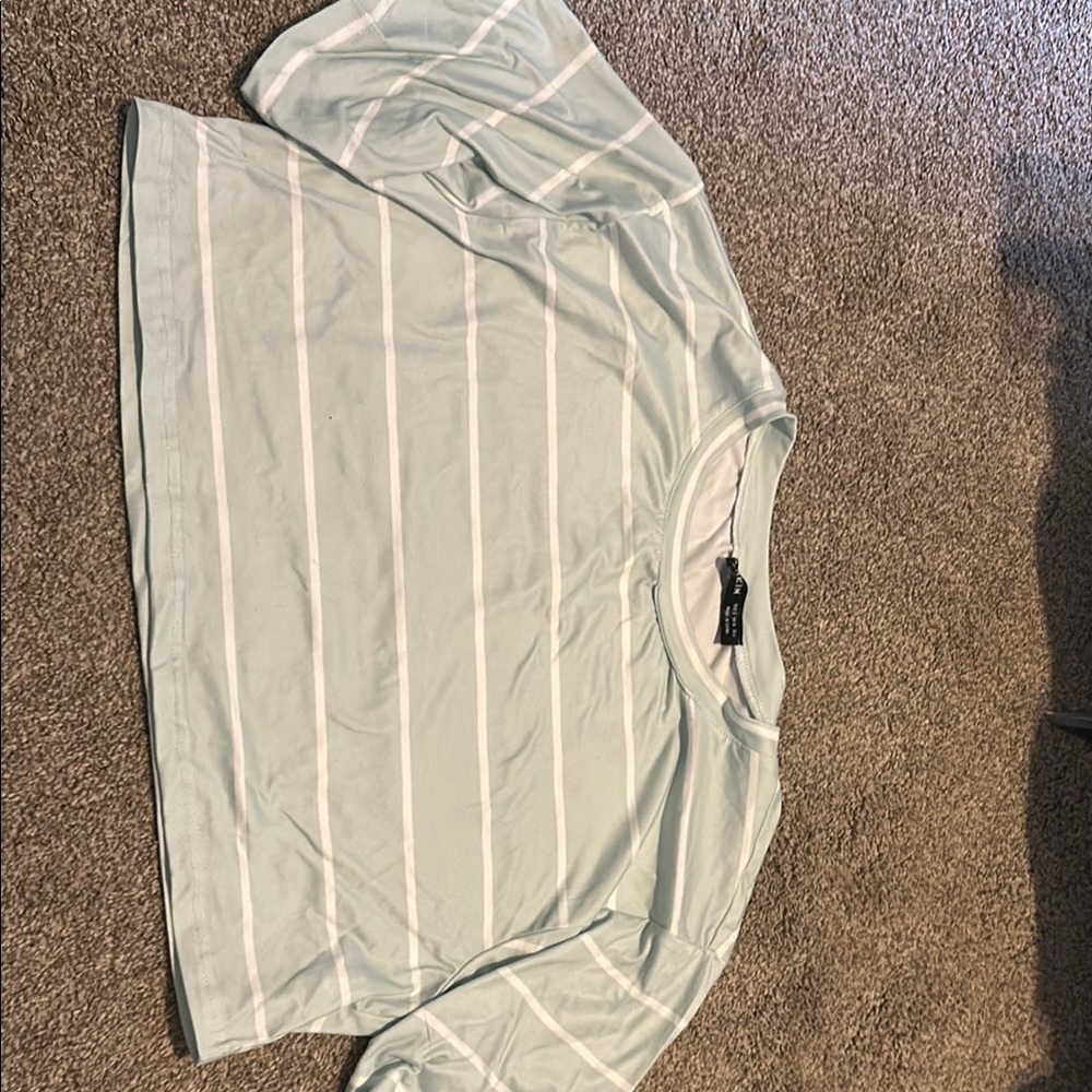 SHEIN Blue and White Striped Crop Top